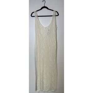 Vintage Victoria's Secret Gold Label Sheer Lace Slip Midi Dress in Cream - Med